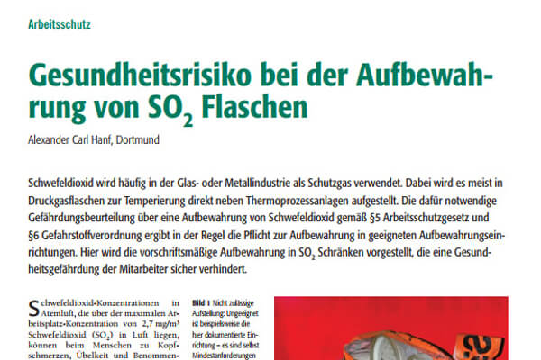 Gesundheitsrisiko bei der Aufbewahrung von SO2 Flaschen