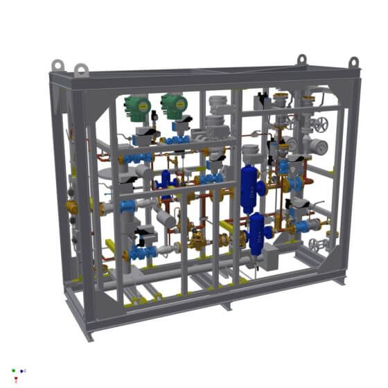 Planta de mezcla de gases para la humidificación del gas protector: humidificación del gas protector (N2/H2) con agua desionizada evaporada para el control del punto de rocío (ajustable de +40°C a +70°C) en un horno de recocido y tronco para plantas de galvanización