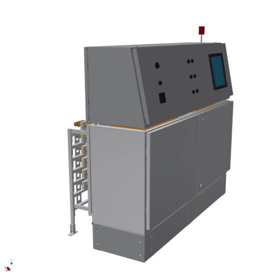 Gasmischanlage in Pultaufbau zur sicheren und reproduzierbaren Erzeugung von 8 Brenngasgemischen aus Wasserstoff und Sauerstoff zum Flammenpolieren von hochwertigen Glasbehältern (Flacons, Tiegel etc.)