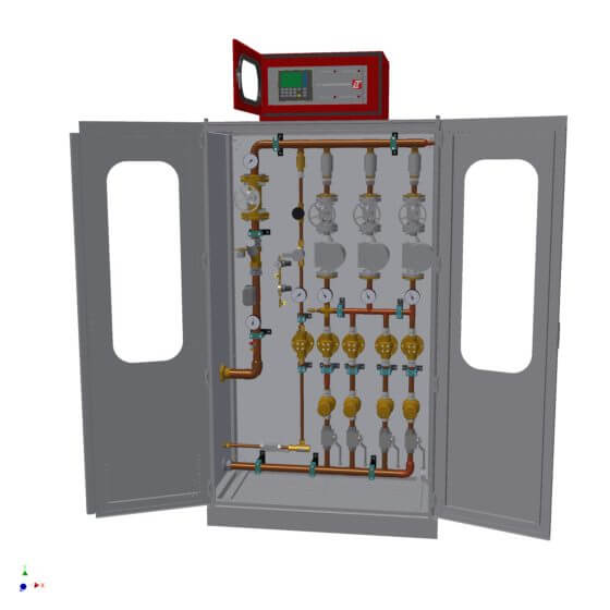 Statische Gasmischanlage zur Erzeugung von Schutzgas (N2/H2) mit Gas-Analysator