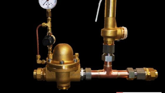 Pressure control line with 1" dome pressure regulator LTD-1 with safety valve